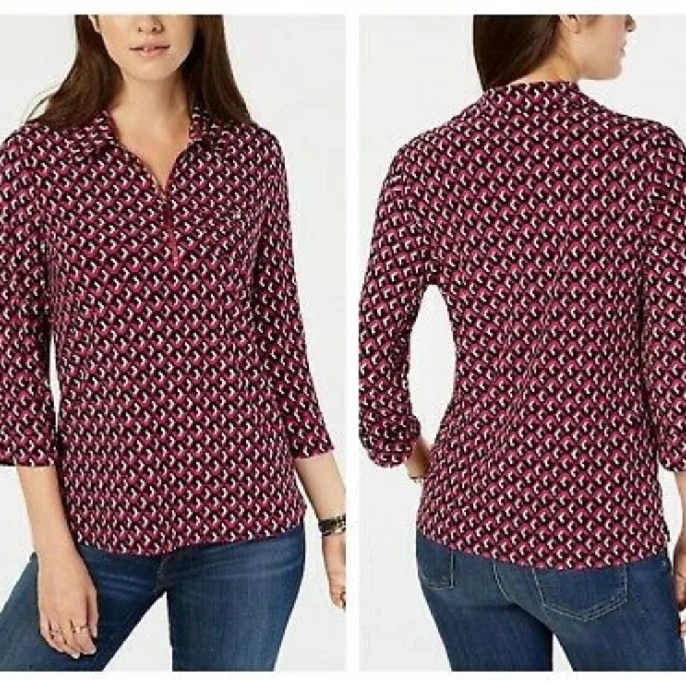 Tommy Hilfiger half zip 3/4 sleeves top size S/P - Picture 1 of 8